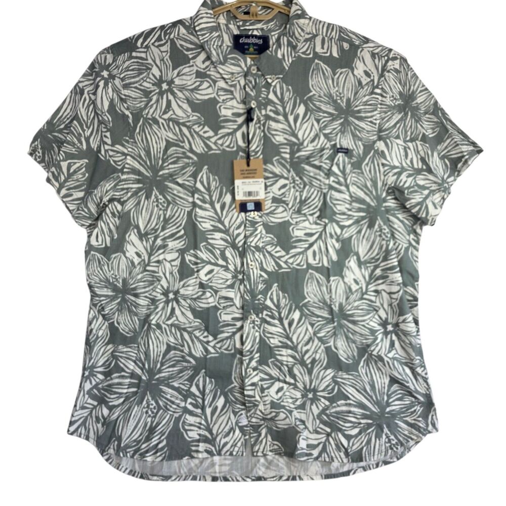 NWT Chubbies Mens XXL The Garden State Resort Weave Friday Shirt Floral Gray